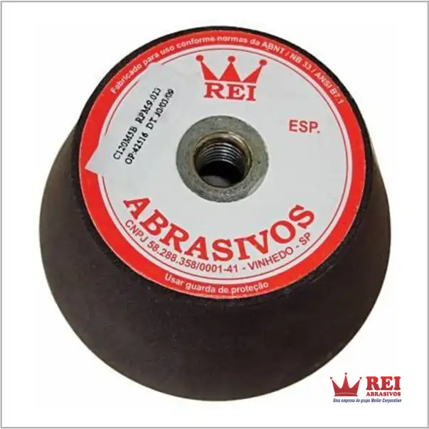 Rebolo Copo Cônico Rei Abrasivos - 5 Polegadas Gr 120