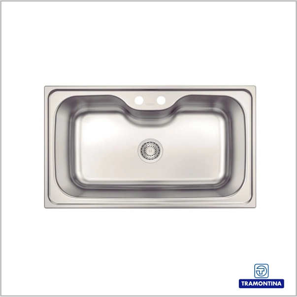 93801122 - Cuba de Sobrepor Tramontina Morgana Maxi 78 FX em Aço Inox com Acabamento Escovado com Válvula 86x50 cm