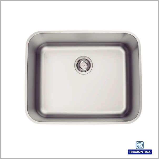 94018112 - Cuba de Embutir Tramontina Dora 50 BL R6 em Aço Inox Escovado com Válvula 50x40 cm