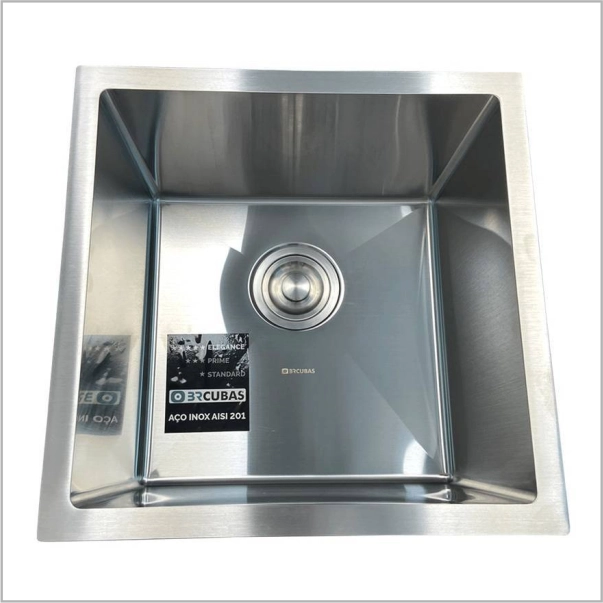 Cuba de Aço Inox 201, 440x440x215-0,8mm Espessura Acabamento Escovado - SD0936